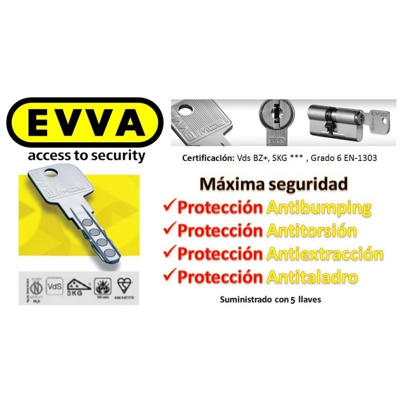 Bombín Alta Seguridad Magnético MCS EVVA 5 Llaves