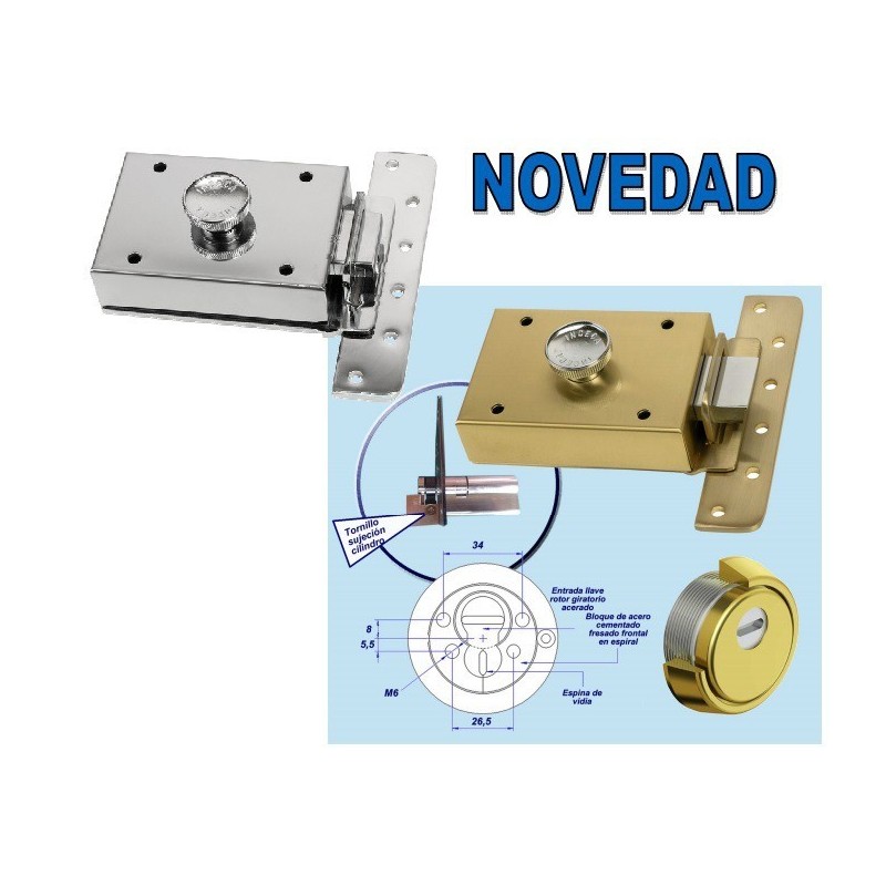 Cerradura de Sobreponer INCECA 303 - Europeo Contrapalanca Pomo Interior