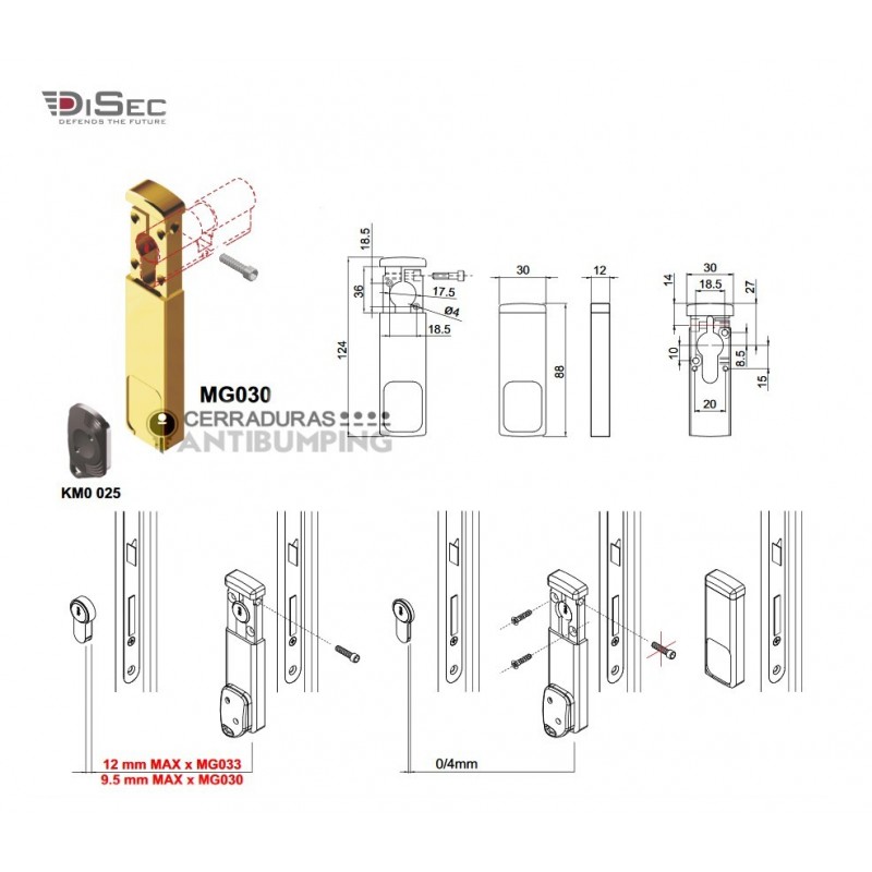 Escudo protector magneticoMG 30 DISEC (Perfil estrecho 30 mm. sin tornilleria pasante)