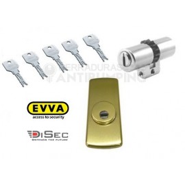 Kit Escudo Protector DISEC LG280ARC + Bombín Antibumping EVVA 4KS PLUS Alta Seguridad  (Perfil Suizo para Arcu)