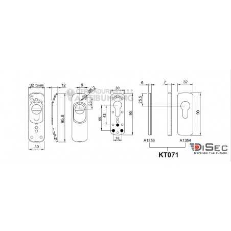 DISEC Serie SG77  - Escudo de Alta Seguridad para perfil estrecho
