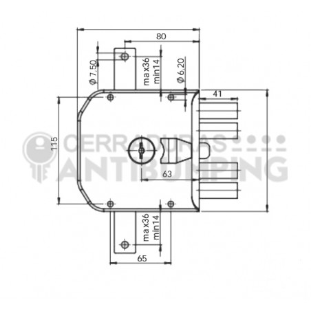 MOIA 434 - Cerradura de Sobreponer con Barras