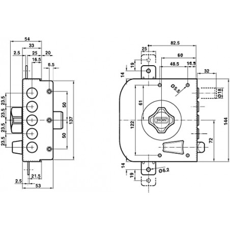 Potent 515 - Cerradura de Sobreponer con Barras
