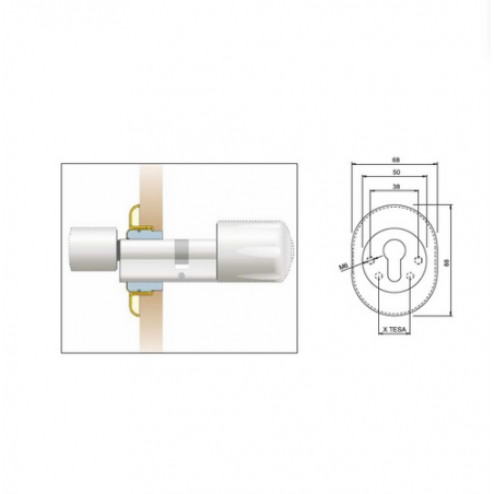 Escudo alta seguridad monolito para cilindros electrónicos e-primo DISEC